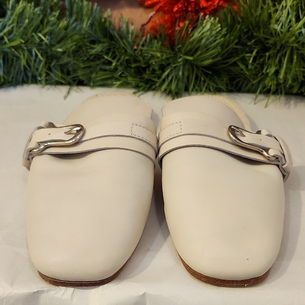 Chic Cream Women's Mules with Buckle Detail